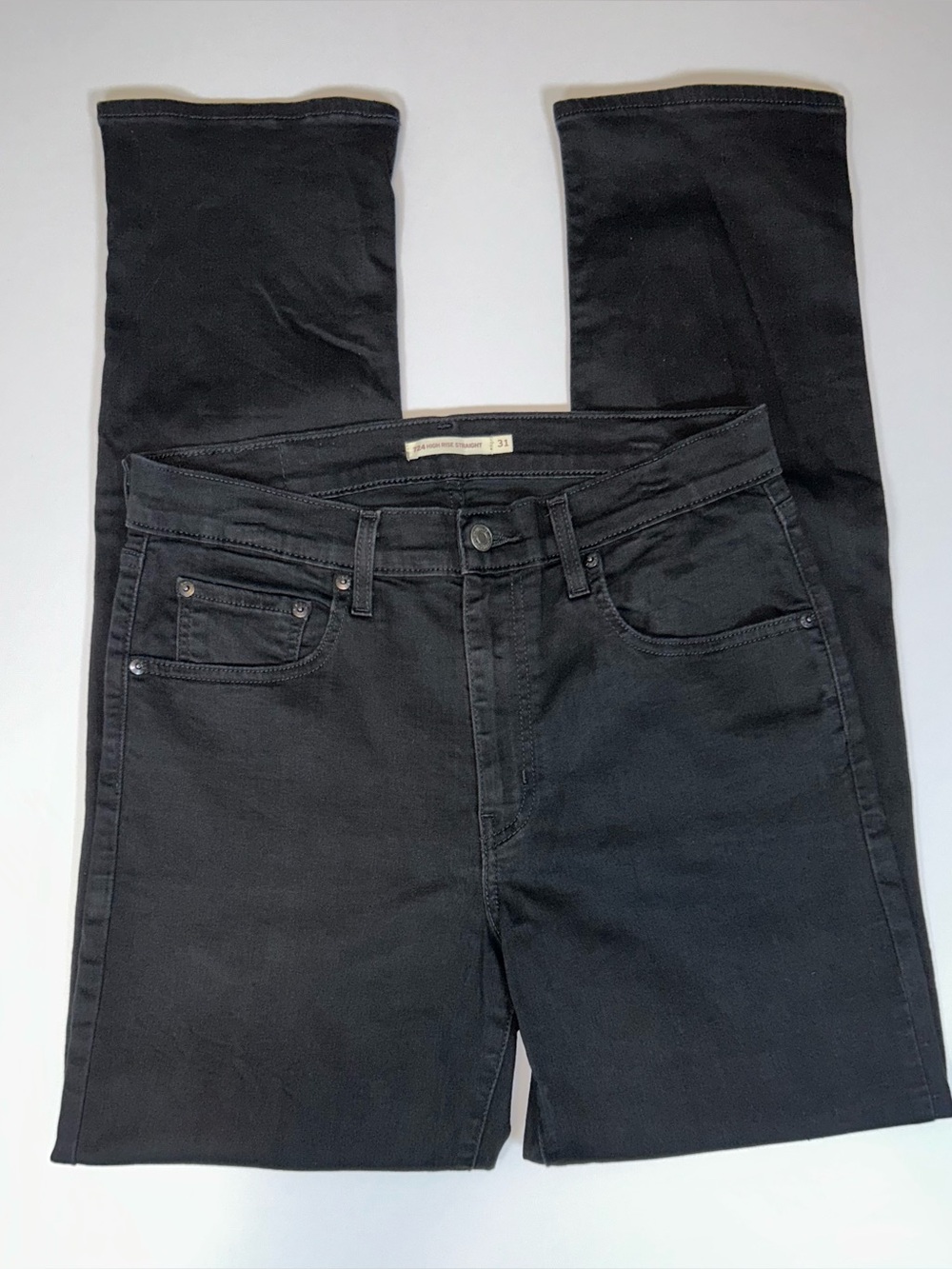 Levi’s 724 Women’s 31x32 Black Jeans Stretch Denim High Rise Straight Retro